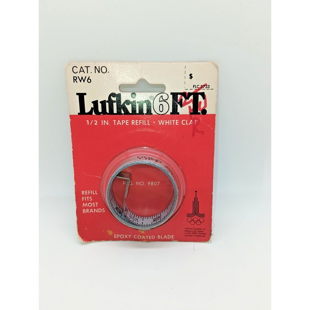 Vintage Lufkin 6 Ft Tape Measure Refill RW6 1/2" White Clad NOS USA 1980